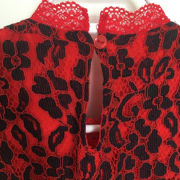 Lace red and navy top - Picture 6 of 10